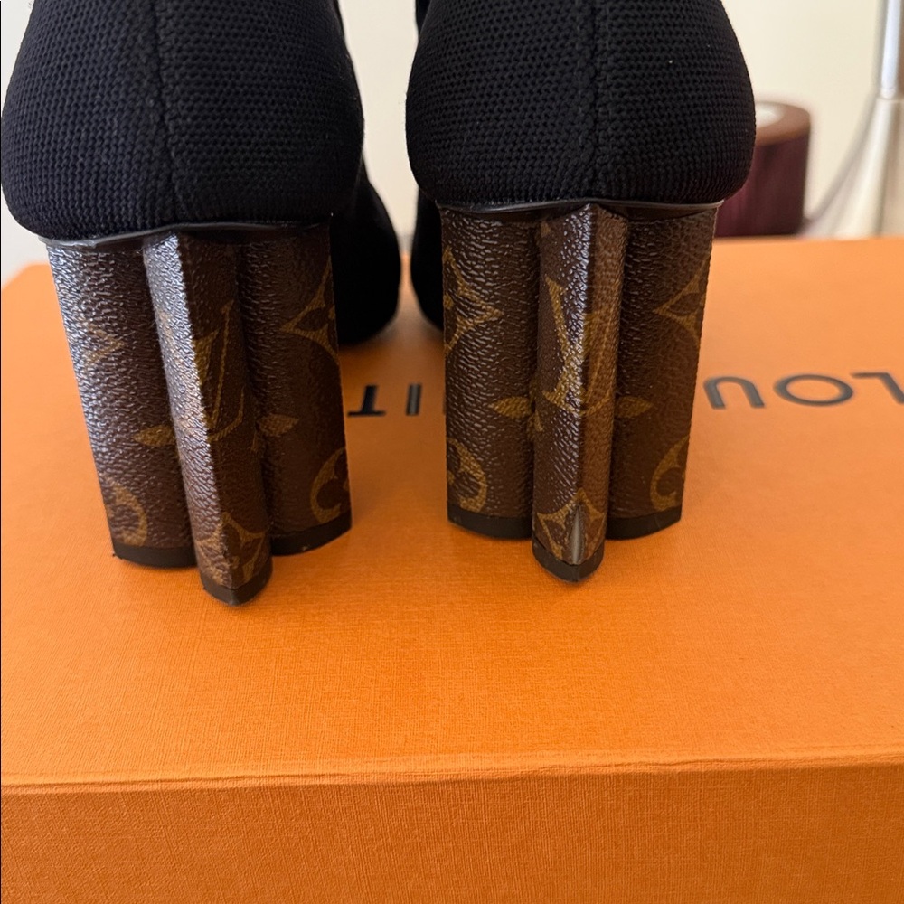 Louis Vuitton Black Heeled Boots with Monogram Detail - Picture 3 of 5